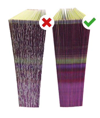 Cracking Non-cracking bad fold good crease tick cross